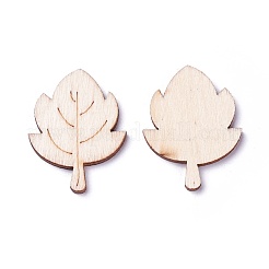 ウッドカボション  レーザーカットウッドシェイプ  葉  パパイヤホイップ  24~36x17~37x2.7mm&nbsp;WOOD-O004-02