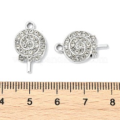 合金クリスタルラインストーンペンダント  ロリポップチャーム  UVメッキ  プラチナ  20x12.5x2.5mm  穴：1.8mm&nbsp;ALRI-T012-06P