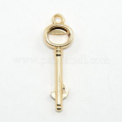 ニッケルフリー＆鉛フリー金メッキ合金スケルトンキーペンダント  長持ちメッキ  36x11x5mm  穴：2mm&nbsp;PALLOY-J169-32G-NR