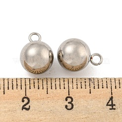変色しない201ステンレススチールチャーム  丸いチャーム  ステンレス鋼色  11x8x8mm  穴：1.8mm&nbsp;STAS-O004-09F-P