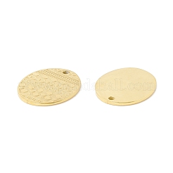 イオンプレーティング（IP）304ステンレスペンダント  オーバル  24KGP本金メッキ  17.5x14x1mm  穴：1mm&nbsp;STAS-C048-07G