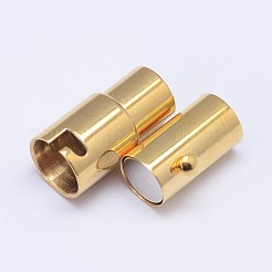 コラム 304 ステンレススチール ロックチューブ マグネット留め具  イオンプレーティング（ip）  ゴールドカラー  17x7mm  穴：5mm&nbsp;STAS-D117-C-G