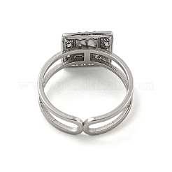 304ステンレススチールラインストーンスクエアフィンガーリング女性男性用  ステンレス鋼色  usサイズ6（16.5mm）&nbsp;STAS-Z060-01P