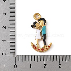 304ステンレススチールエナメルペンダント  ゴールドカラー  男の子と女の子のチャーム  カラフル  29x15x4mm  穴：2.1mm&nbsp;STAS-Z153-07G-01