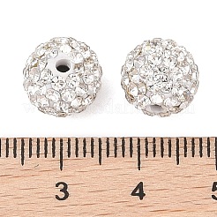 樹脂粘土ラインストーンビーズ  グレードA  ラウンド舗装ディスコボールビーズ  クリスタル  pp12（1.8~1.9mm）  10mm  穴：1.5mm&nbsp;RB-N006-70