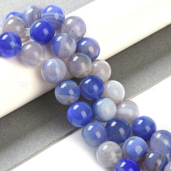 天然石縞瑪瑙/バンデットアゲートビーズ連売り  染め  ラウンド  藤紫色  10mm  穴：1.2mm  約19個/連  7.60''（19.3センチメートル）&nbsp;G-Z060-A01-C26