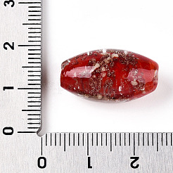 明るい手作りの金の砂のランプワークビーズ  暗闇で光る  オーバル  ファイヤーブリック  21~24.5x11~12.5mm  穴：1.2~2.5mm&nbsp;FOIL-T006-01C