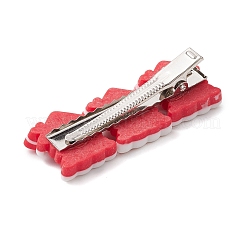 クリスマステーマの樹脂製ワニ口ヘアクリップ  鉄片入り  女の子のための  ハウス  23x61x17mm&nbsp;PHAR-JH00114