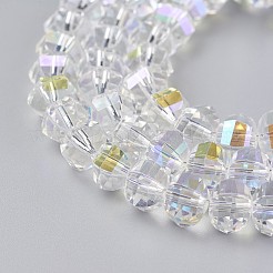 電気メッキガラスビーズセット  多面カット  ロンデル  ABカラーメッキ  クリアAB  8x6mm  穴：1.2mm  約78~79個/連  18.9インチ（48cm）&nbsp;EGLA-L012-A-AB01
