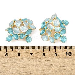 304ステンレススチールエナメルペンダント  イオンプレーティング（ip）  花のチャーム  18KGP本金メッキ  アクア  22.5x25.5x12.5mm  穴：1.4mm&nbsp;STAS-L290-02B-G