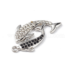 合金ラインストーンペンダント  魚のチャーム  カドミウムフリー＆鉛フリー  プラチナ  42x23x3mm  穴：2.5mm&nbsp;PALLOY-M206-15P