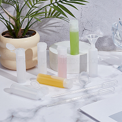 PEプラスチック製旅行用詰め替えボトル10個  キャップ付き  コラム  プラスチックスポイト2個と漏斗2個付き  透明  2.35x2.1x8.2cm  容量：18ml（0.61fl.oz）&nbsp;MRMJ-GF0001-67