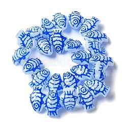 焼き絵の具、ガラス、エナメル、ビーズ  魚  コーンフラワーブルー  19.5~20x13.5~14x9mm  穴：1.4mm&nbsp;BLOW-D300-04A