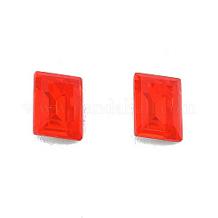 K9ガラスラインストーンカボション  尖ったバック＆バックメッキ  多面カット  長方形  シャム  8x6x3mm&nbsp;MRMJ-N029-18-02