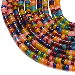 染め加工天然石ホワイトジェイドビーズ連売り  ディスク  ヒシビーズ  ミックスカラー  4.5x2.5mm  穴：0.7mm  約161個/連  14.88~15.04''（37.8~38.2センチメートル）&nbsp;GG-CBA47A4-B01-2X4MM