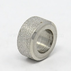 変色しにくい304ステンレス鋼の大きな穴の柱のテクスチャビーズ  ステンレス鋼色  10x5mm  穴：6mm&nbsp;STAS-G037-13