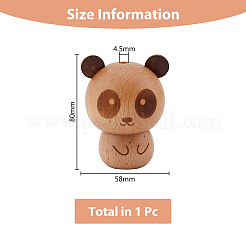 木のつまようじボトル  兼用ミニ保存容器  パンダの形  バリーウッド  58x80mm  穴：4.5mm&nbsp;AJEW-WH0258-806