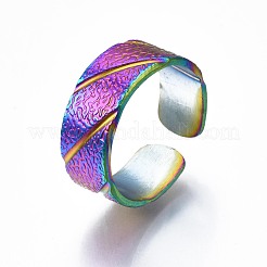 304ステンレススチール菱形カフリング  女性のためのレインボーカラーオープンリング  usサイズ9 3/4(19.5mm)&nbsp;RJEW-N038-076
