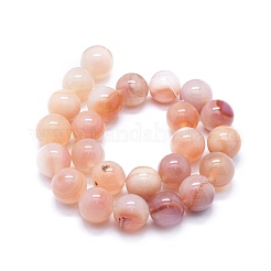 天然石瑪瑙ビーズ連売り  染め＆加熱  ラウンド  桃パフ  17~18mm  穴：2~2.5mm  約24~26個/連  17.3インチ〜18.5インチ（44~47cm）&nbsp;G-I245-40B