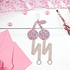 チェリー不織布ヘアピンヘアクリップ吊り下げホルダー収納オーガナイザー  ポリエステルベルトと合金キーホルダー付き  女の子の部屋用吊り飾りヘアアクセサリー収納ベルト装飾  ショッキングピンク  70.1cm&nbsp;ODIS-WH0025-129B