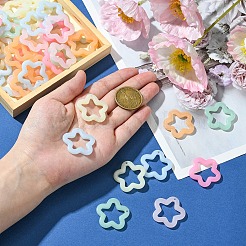 60色のイミテーションゼリーアクリルパーツ6個  スター  ミックスカラー  28.5x29.5x4mm  穴：1.8mm  10個/カラー&nbsp;FIND-YW0005-34