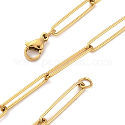 304ステンレススチールペーパークリップチェーンネックレス  イオンプレーティング（ip）  18KGP本金メッキ  17.99インチ（45.7cm）&nbsp;NJEW-Q013-02G