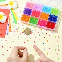 2400個12色透明アクリルビーズ  双円錐形  ミックスカラー  4x4mm  穴：1.2mm  200個/カラー&nbsp;TACR-YW0002-42