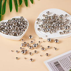 250 個 5 スタイル CCB プラスチックヨーロッパビーズ  大穴ビーズ  ラウンド  プラチナ  3.8~12x3~9.8mm  穴：1.8~5.8mm  50個/スタイル&nbsp;CCB-TA0001-07