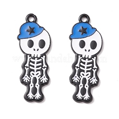 ハロウィンアロイエナメルペンダント  電気泳動黒  帽子頭蓋骨  ブルー  33x12.5x1.5mm  穴：1.8mm&nbsp;ENAM-B048-01A