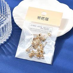 シェグレース 真鍮製 クリアキュービックジルコニア スクエアスタッドピアス金具  カドミウムフリー＆ニッケルフリー＆鉛フリー  カン付き  18KGP本金メッキ  8x5mm  穴：0.8~1mm&nbsp;XGR0103G-115G