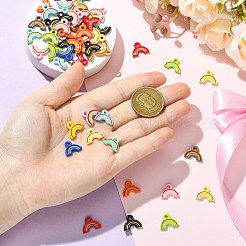 ベーキングペイントアクリルパーツ  レインボーチャーム  ミックスカラー  11.5x15x2.5mm  穴：2mm&nbsp;OACR-CJC0005-06