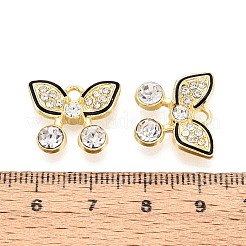 合金ラインストーンペンダント  エナメル  蝶のチャーム  ライトゴールド  15x18x4mm  穴：2mm&nbsp;FIND-N012-04KCG