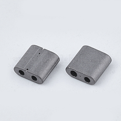 Fgb2穴ガラスシードビーズ  つや消し色  正方形  グレー  5x4.5~5.5x2~2.5mm  穴：0.5~0.8mm  約1180個/袋&nbsp;SEED-S031-L-576F