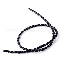 天然のオブシディアンビーズ連売り  ライス  8x5~6mm  穴：0.8mm  約50個/連  15.7インチ&nbsp;G-R356-51
