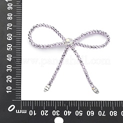 合金とガラスの蝶結びシャンデリア部品リンク  プラチナ  ラベンダー  71x66.5x8mm  穴：1x1.5mm&nbsp;PALLOY-D360-01G