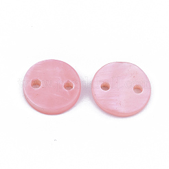スプレーペイント淡水シェルリンクコネクター  フラットラウンド  ピンク  10x2mm  穴：1.4mm&nbsp;SHEL-S276-27G