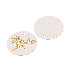 ホットスタンプ紙のありがとうプリントギフトタグ100個  ラウンド  ホワイト  3.5x0.04cm&nbsp;CDIS-H007-05