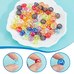 透明アクリルヨーロピアンビーズ100個  大穴ビーズ  ロンデル  ミックスカラー  14x8mm  穴：5mm&nbsp;OACR-SC0001-75