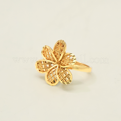 女性のための調節可能な真鍮の指輪  中空の花  18KGP本金メッキ  16mm〜20mm&nbsp;DS8817-2