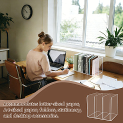 2スロットデスクトップアクリルマガジンラックブックエンド3個  長方形  透明  212x165x185mm  内径：66mm&nbsp;ODIS-WA0001-17