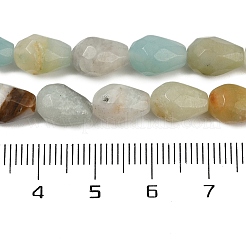 天然石アマゾナイトビーズ連売り  多面カットティアドロップ  10x7mm  穴：1.2mm  約20個/連  7.87''（20センチメートル）&nbsp;G-P520-B10-01A
