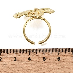 女性用真鍮カフオープンリング  花  ゴールドカラー  3mm  内径：17mm&nbsp;RJEW-F215-07G