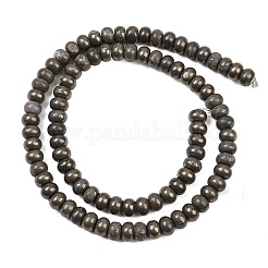 天然石パイライトビーズ連売り  ロンデル  6.5x4.5mm  穴：0.9mm  約86個/連  15.08インチ（38.3cm）&nbsp;G-L647-D07-4x6mm