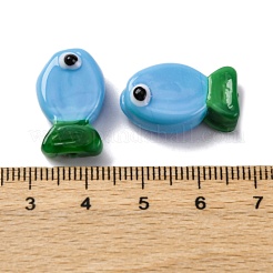 手作りランプワークビーズ  魚  ライトスカイブルー  19.5~21x12~12.5x8~9mm  穴：1.8mm&nbsp;LAMP-R003-01A