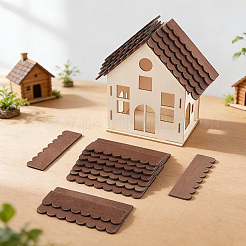 木製の軒  ドールハウスアクセサリー  ココナッツブラウン  29x108x2.5mm&nbsp;WOOD-WH0124-158