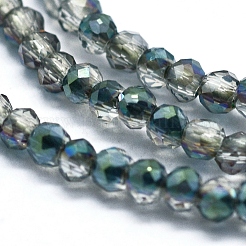 電気メッキガラスビーズセット  半分メッキ  多面カット  そろばん  メッキグリーン  2x1.5~1.6mm  穴：0.8mm  約235個/連  14.17インチ（36cm）&nbsp;X-GLAA-F079-A-HP04