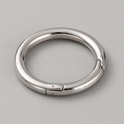 316ステンレス鋼スプリングゲートリング  丸いリング  ステンレス鋼色  30x3.5mm&nbsp;X-STAS-WH0033-35B