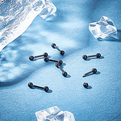 304ステンレススチールボールスタッドピアス  バーベル軟骨ピアス  電気泳動黒  13.5x3mm  ピン：1mm  24のペア/箱&nbsp;EJEW-UN0001-49