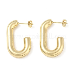 女性のための真鍮のスタッドピアス  ハーフフープピアス  14KGP本金メッキ  30x20x5mm&nbsp;KK-CBAD851-11G