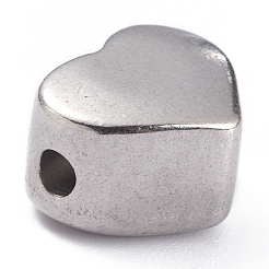 変色しない304ステンレススチールビーズ  ハート  ステンレス鋼色  8.5x10.5x6.5mm  穴：1.8mm&nbsp;LS-STAS-O140-01P